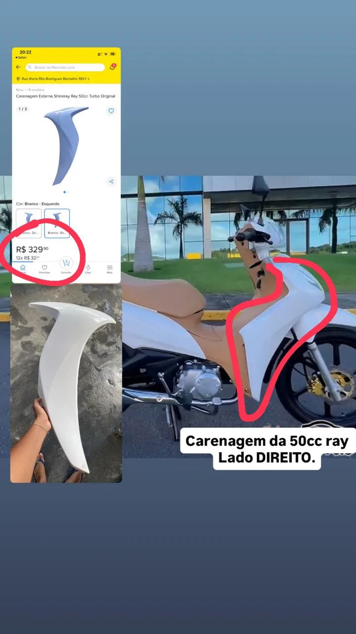 Carenagem lateral DIREITA Ray 50cc