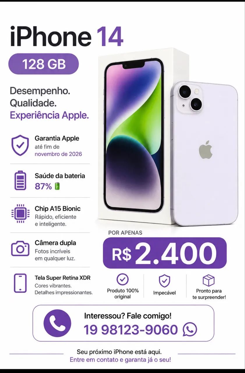 iPhone 14 impecável 