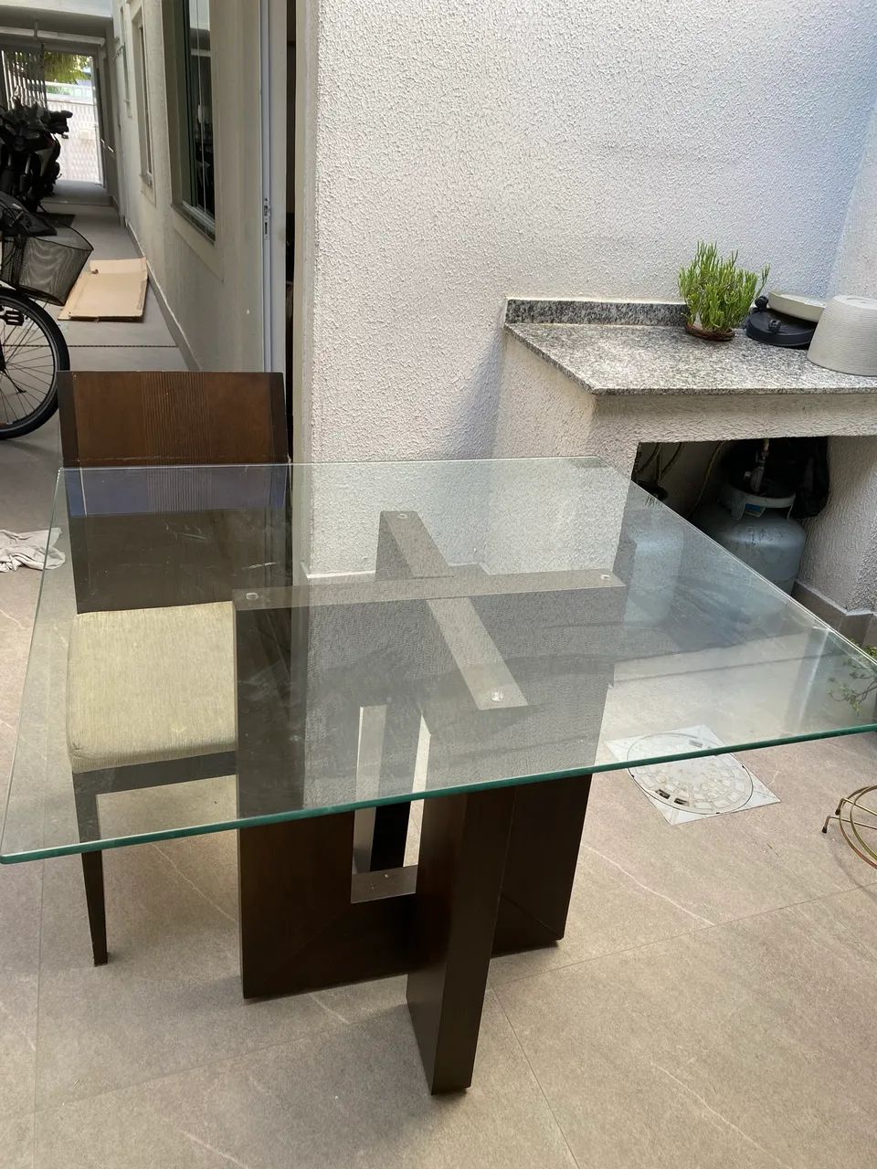 Mesa de vidro 04 lugares 