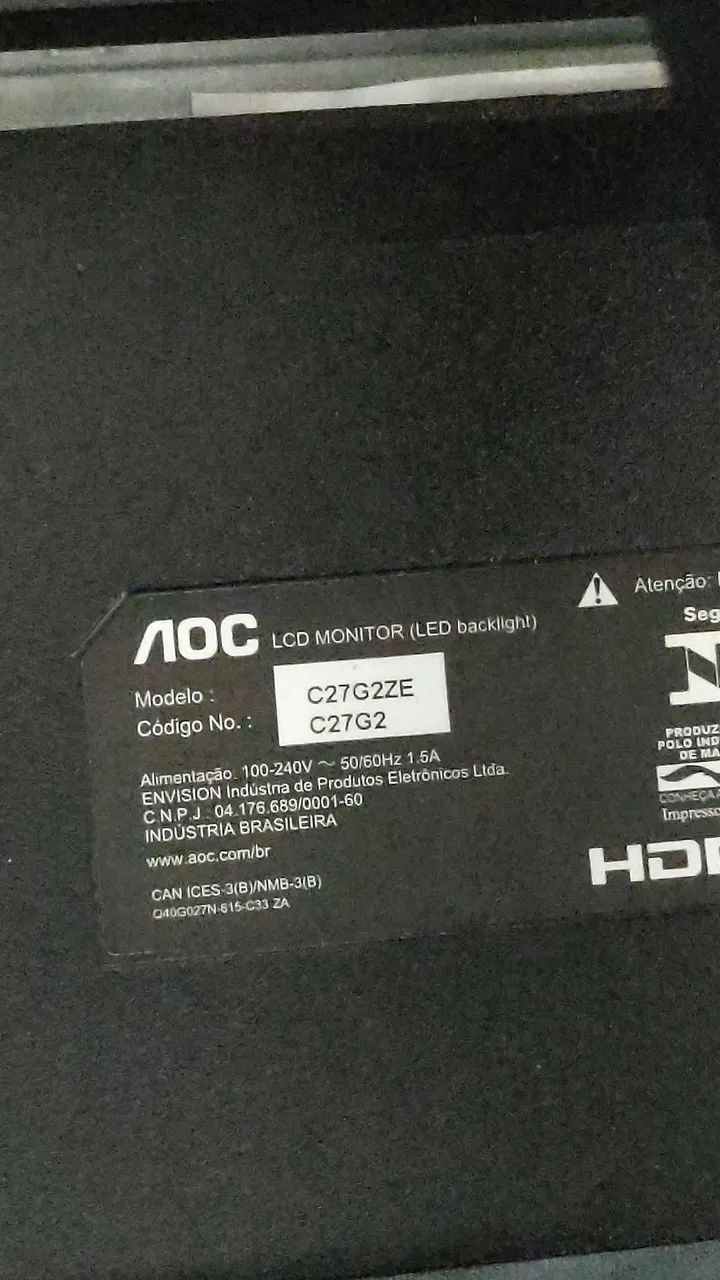 Monitor AOC Legend 27" Curvo 240hz (Com Defeito) - Foto 4