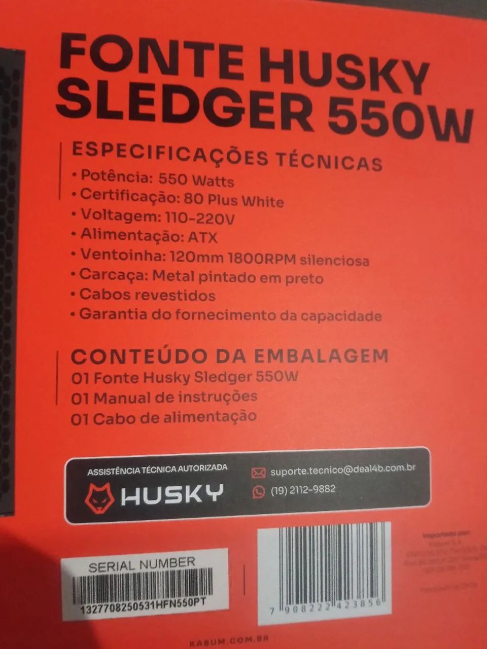 Fonte husky sledger 550w, 80 plus white PFC ativo bivolt  - Foto 3