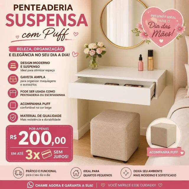 PENTEADEIRA COM PUFF - Foto 2