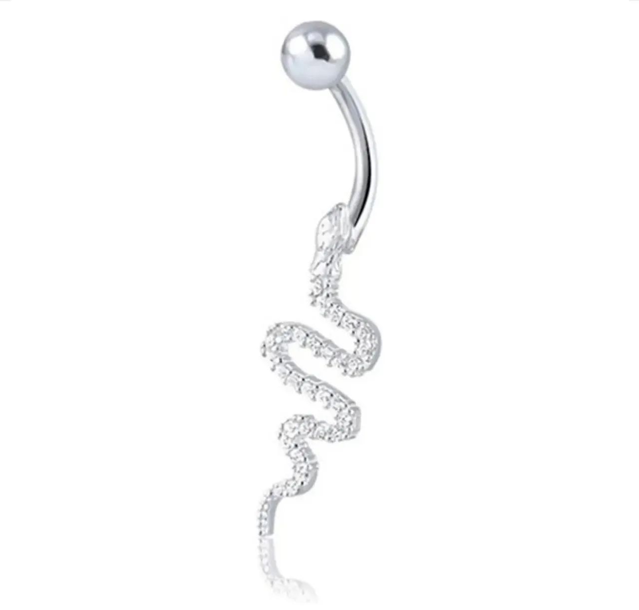 Piercing umbigo cobra em prata