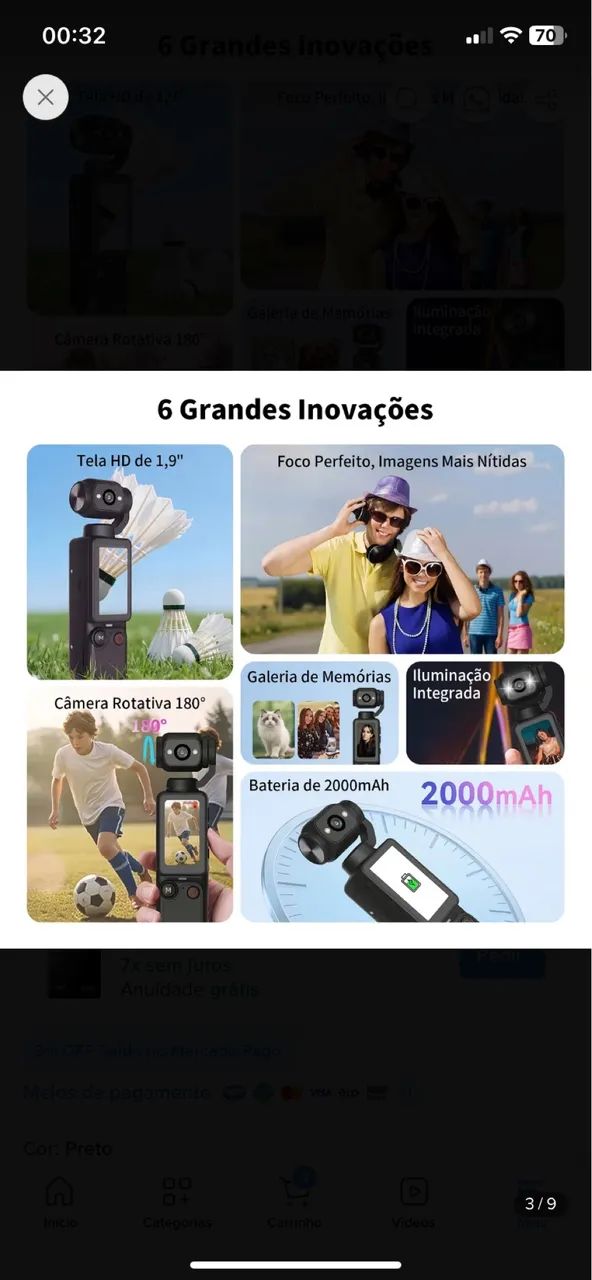 Mini Câmera De Ação 4k Com Lente Grande Angular De 180° - Foto 3
