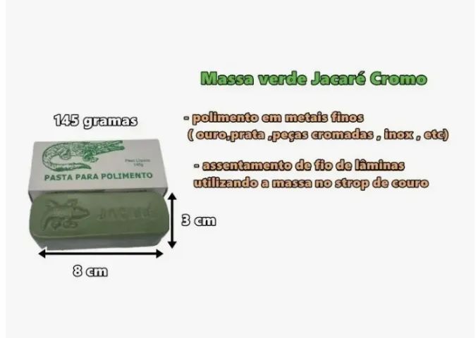 Pasta Verde Cromo Jacare Para Afiar E Polir Canivetes Facas Verde - Foto 2