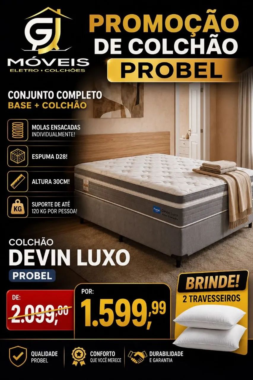 Conjunto cama casal de molas ensacadas 