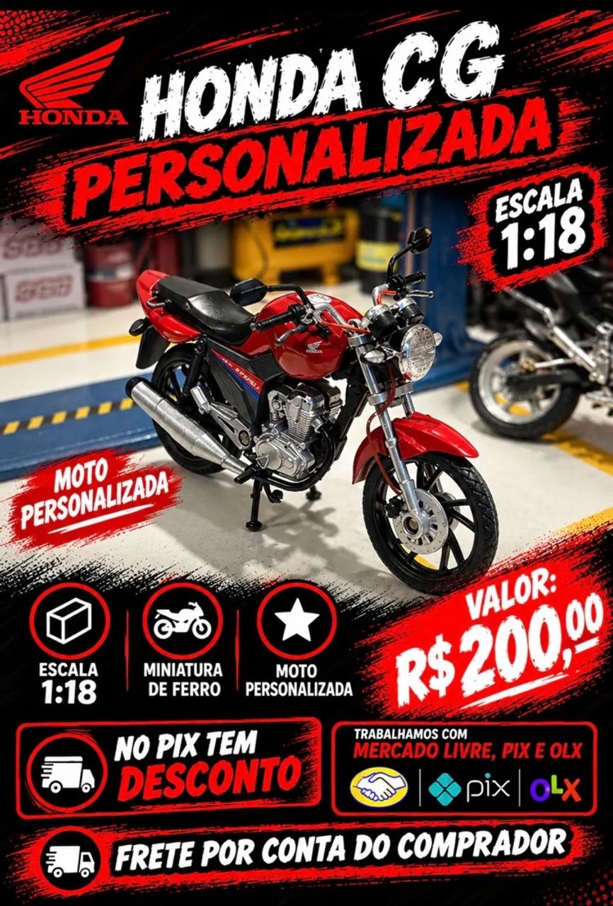 Miniatura Honda cg personalizada 1:18