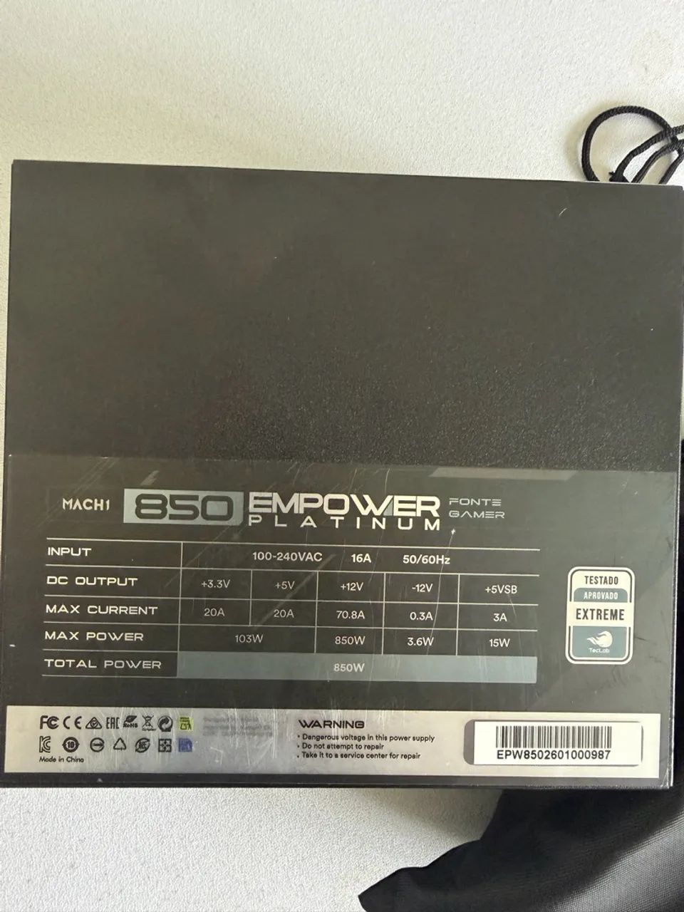 Fonte mach1 850w platinum full modular com nf - Foto 2