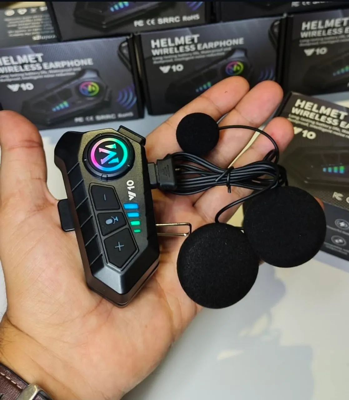 Intercomunicador Bluetooth Fone para capacete V10 - Foto 4