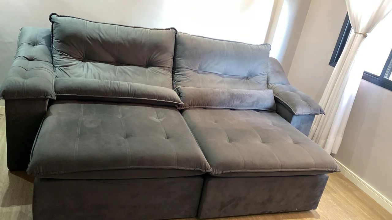 Sofa retratil reclinável suede aveludado - Foto 2