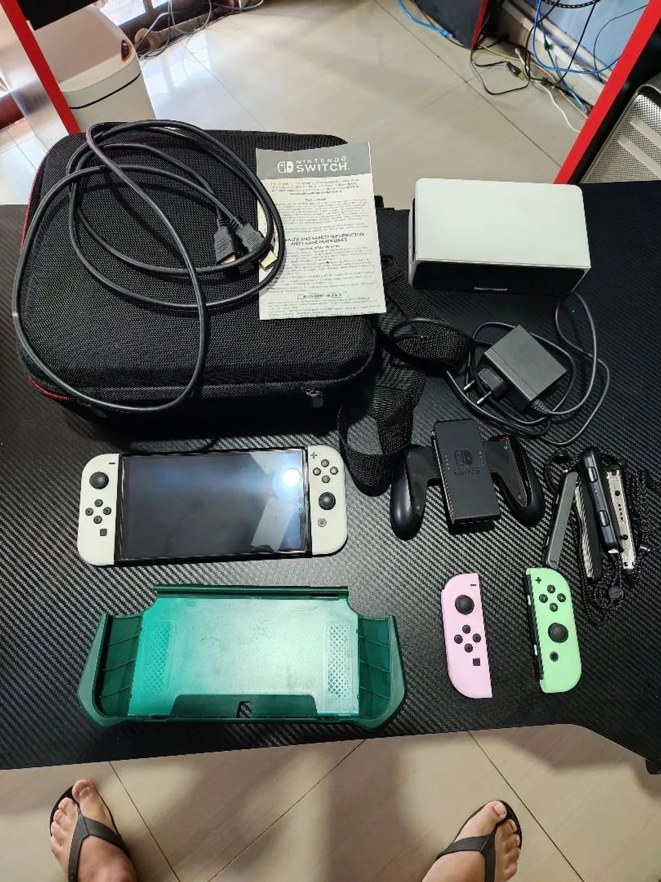 Nintendo switch oled desbloqueado + acessórios 