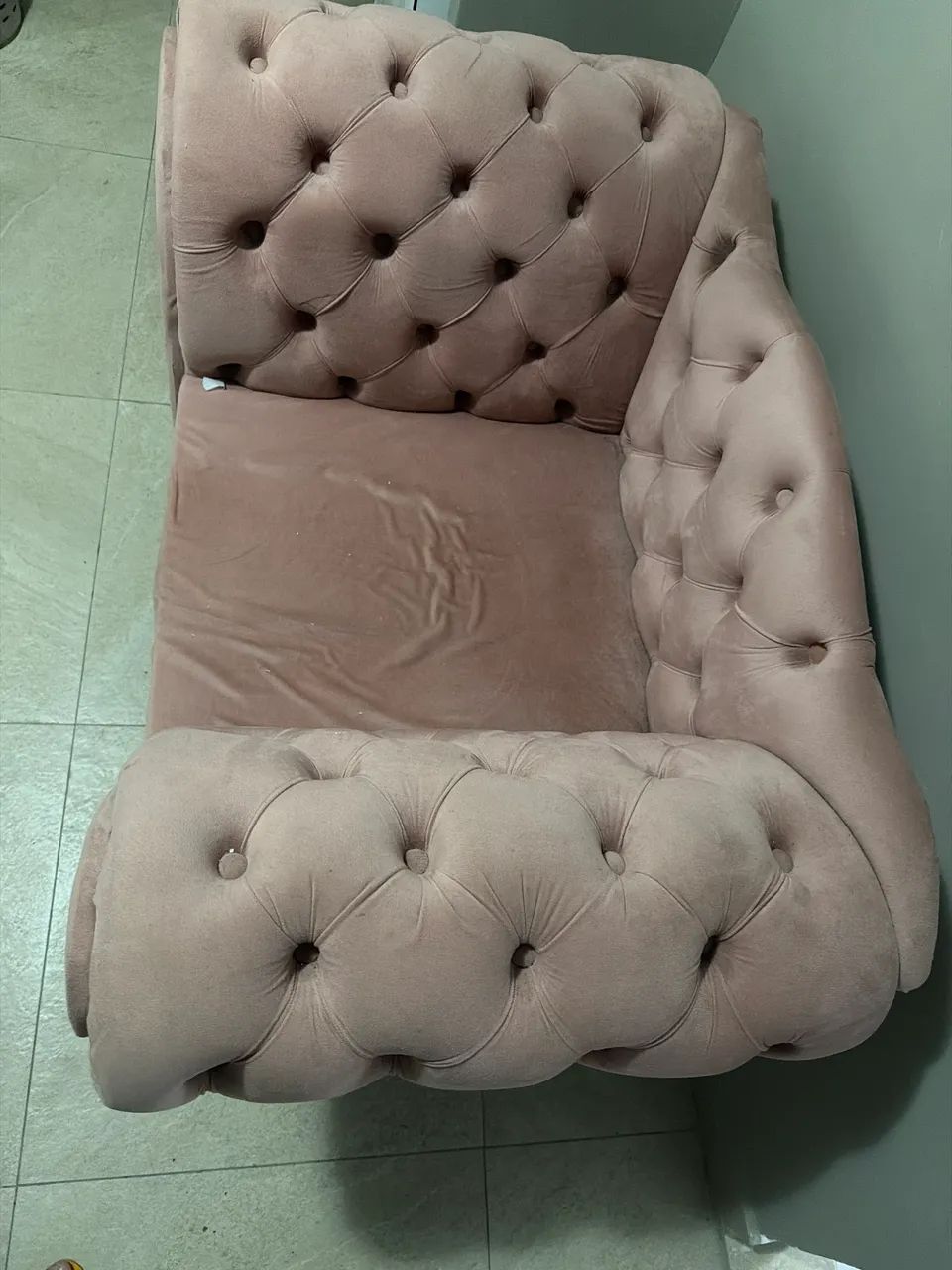 Poltrona Chesterfield Veludo Rosê - Excelente Estado - Foto 2