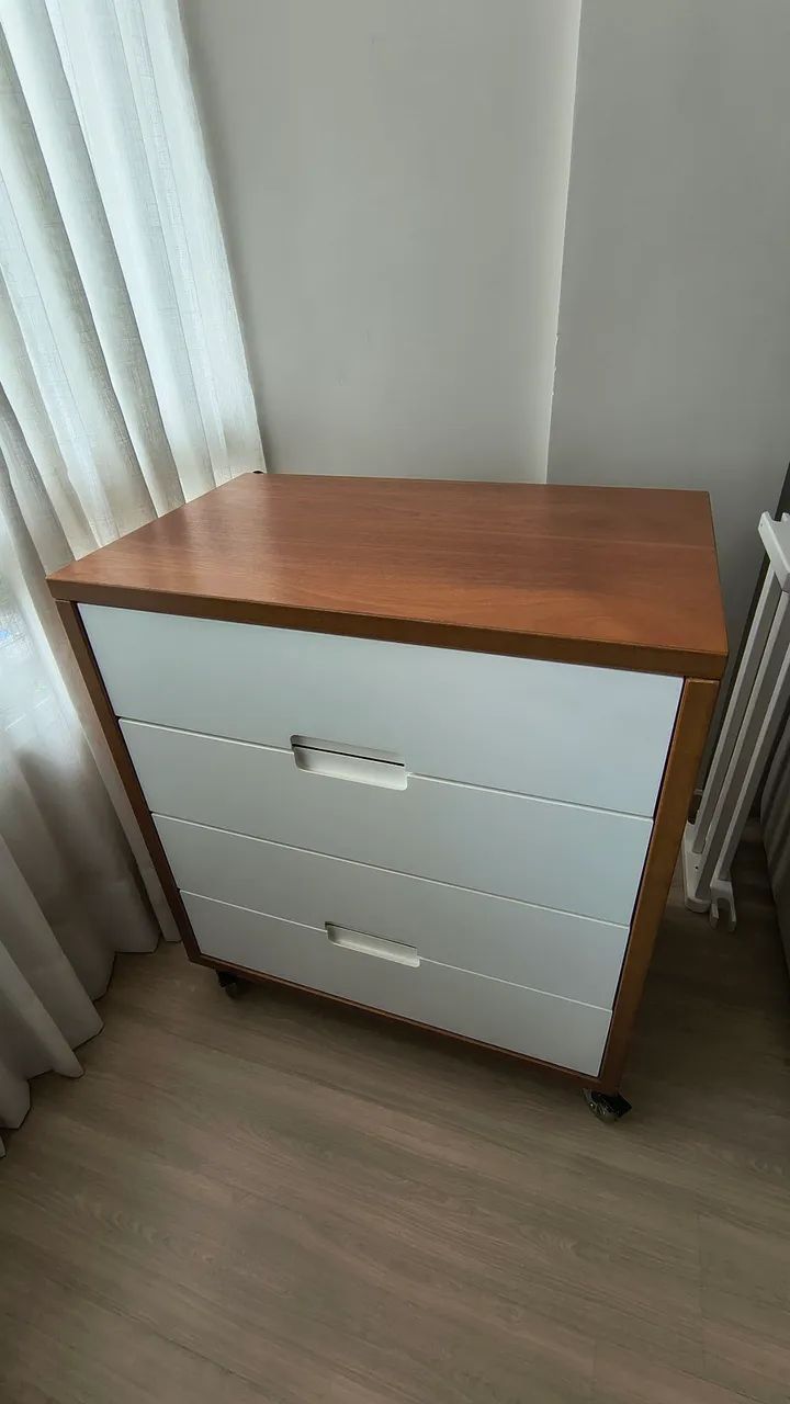 Conjunto Cama/Berço e Cômoda Madeira Maciça. - Foto 2