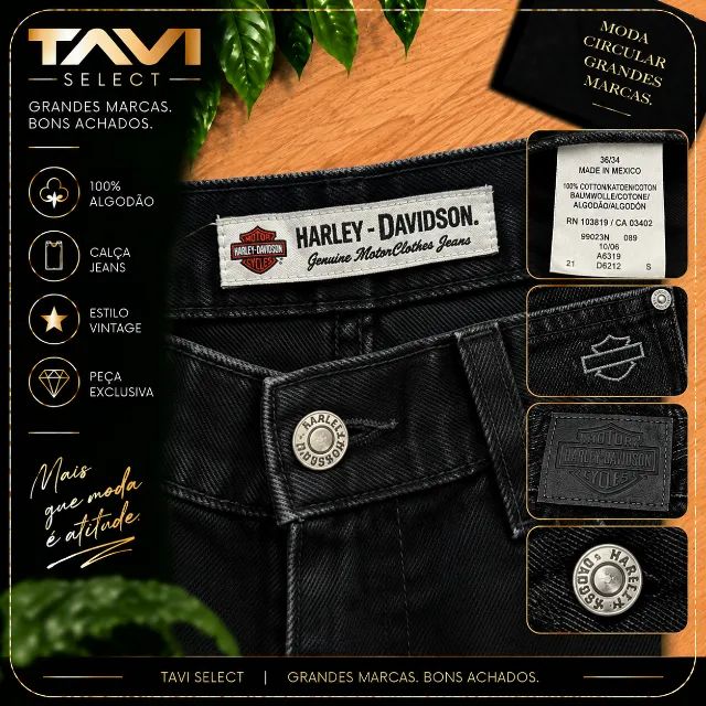 Calça Jeans Harley-Davidson Preta - Foto 3