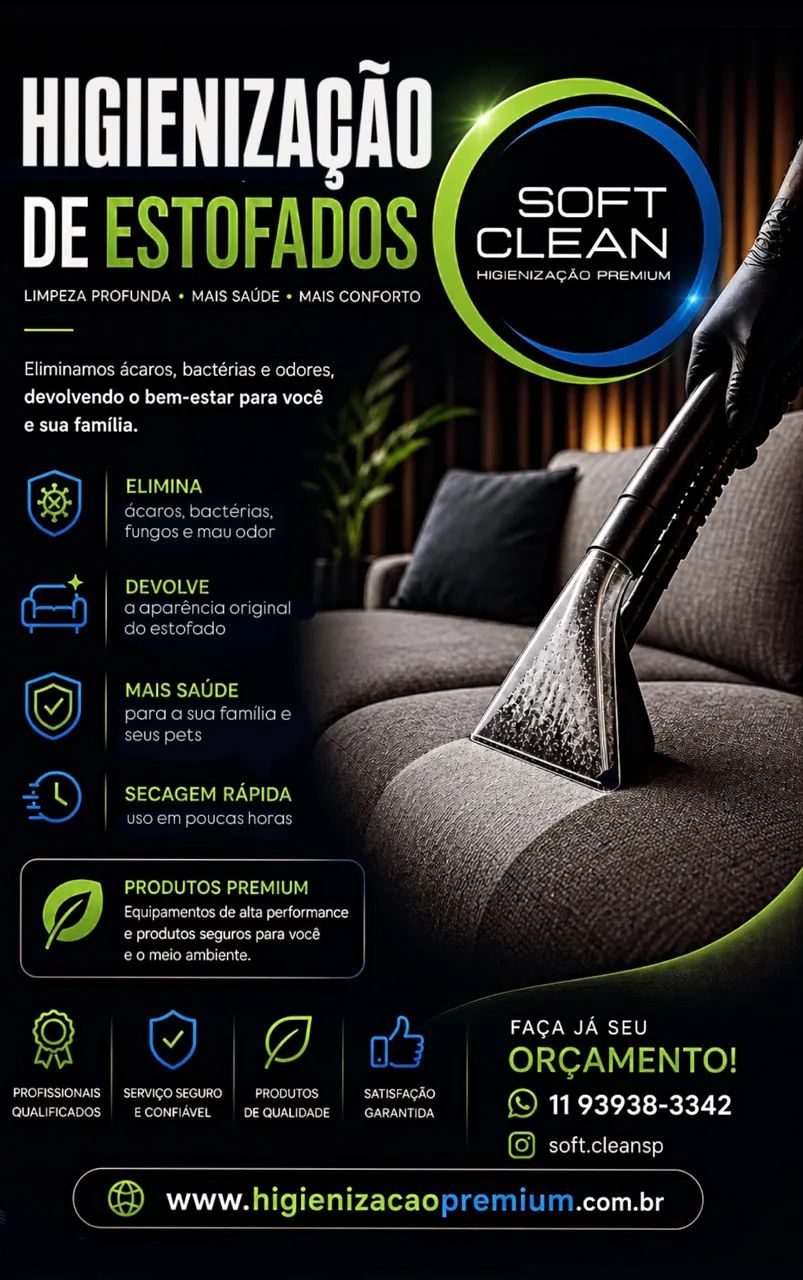 Limpeza lavagem higienização sofá estofados 