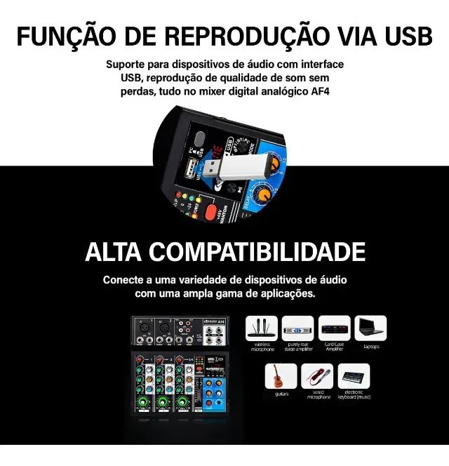 Mesa de Som 4 Canais 48v+ bluetooth Usb/type C - Foto 4