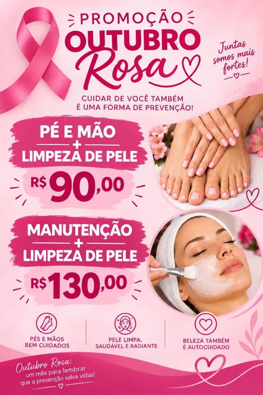 Promoção limpeza de pele +unhas 