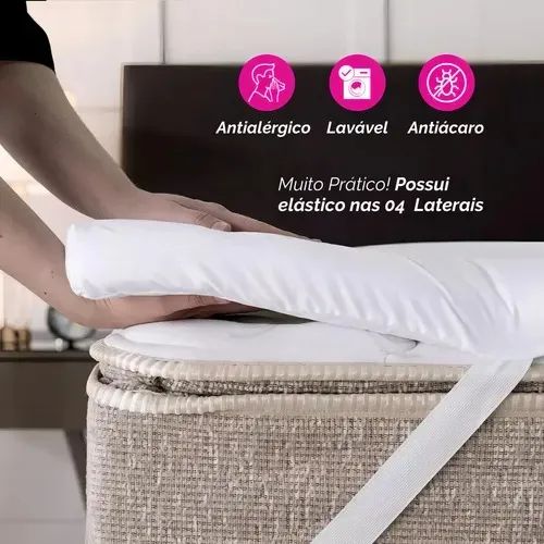 Pillow Top Queen Ortobom Capa Lavável Zíper Algodão 200 Fios Branco - Foto 3