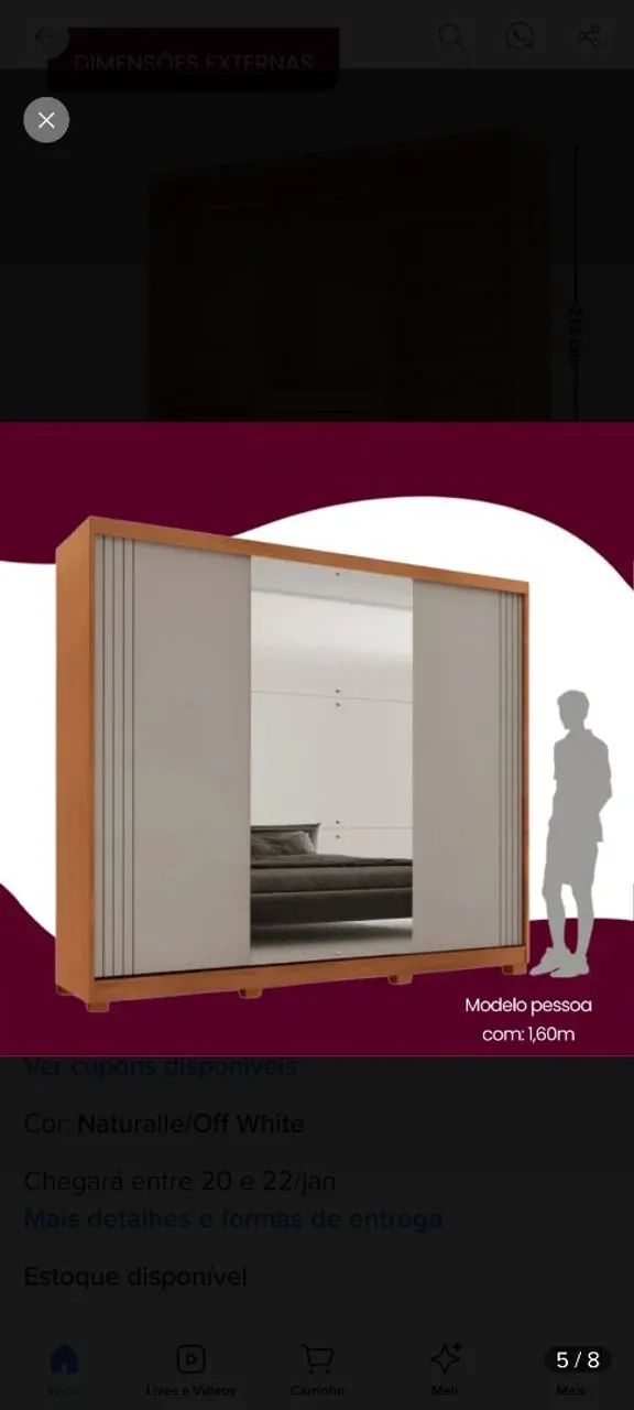 Vendo Guarda roupa casal 100% MDF com espelho 