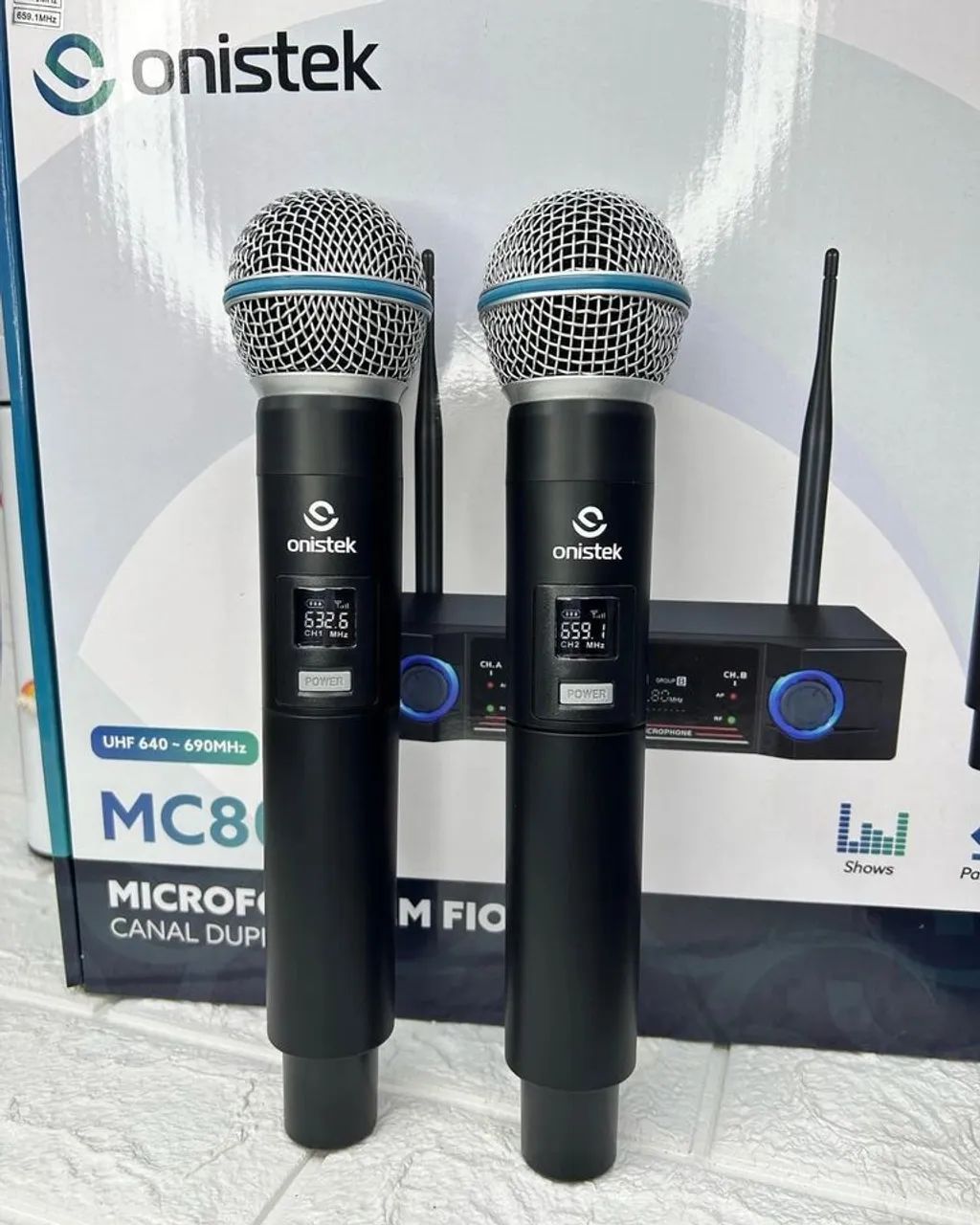 Microfone Sem Fio Profissional Duplo Onistek ON-MC809 - Shows, Palestras, Karaokê - Novo<br> - Foto 2