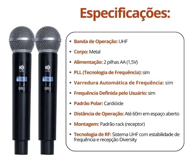 Microfone Sem Fio Duplo Kadosh K392 Profissional - Foto 2