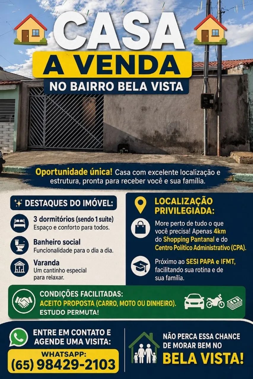 CASA NO BELA VISTA - ÓTIMA LOCALIZAÇÃO