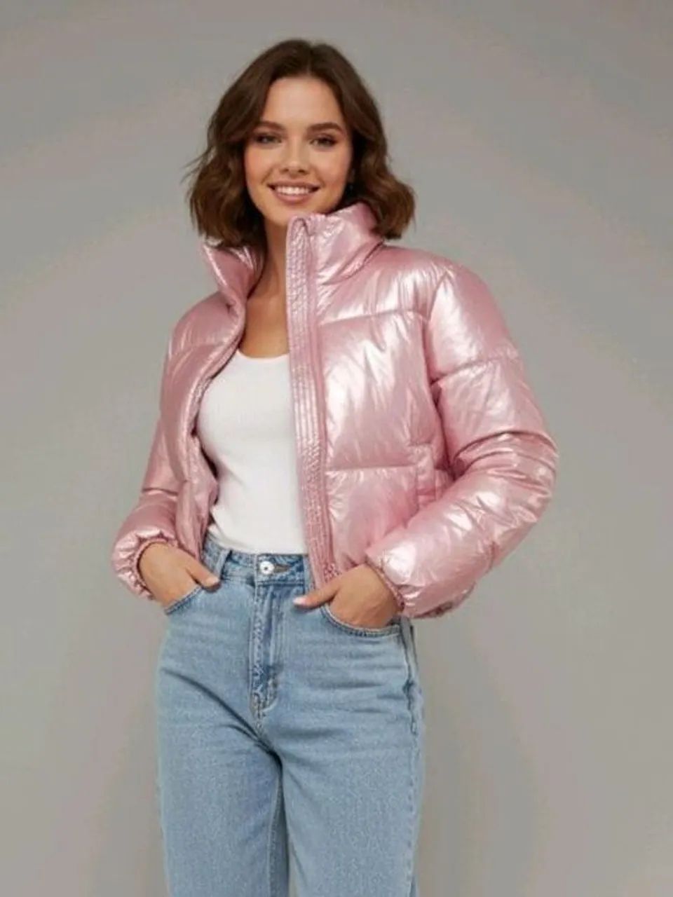 Jaqueta puffer rosa