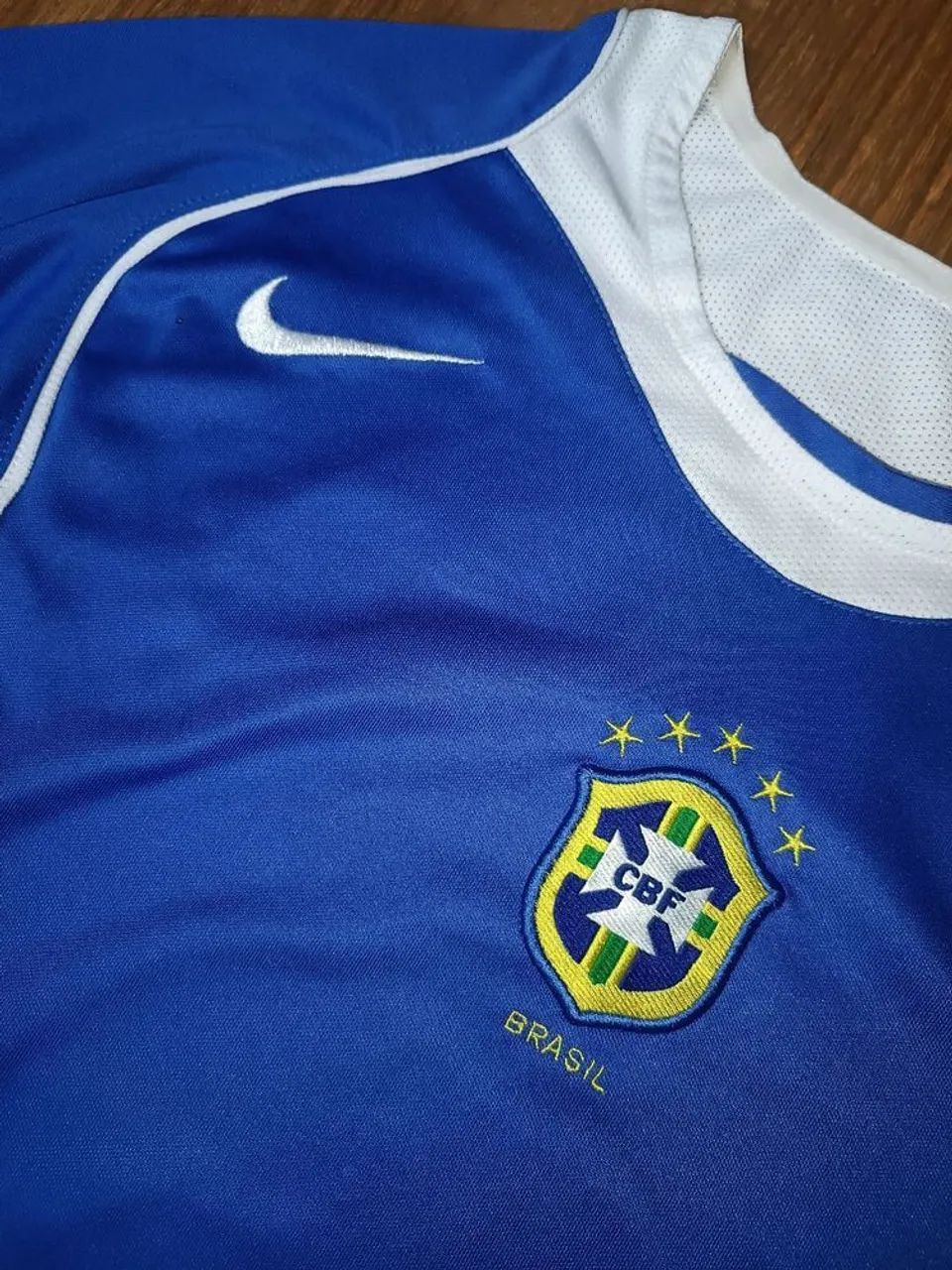 Camisa Original 2004 2005 CBF Seleção Brasileira Azul Nike Total 90 Tamanho P Brasil 