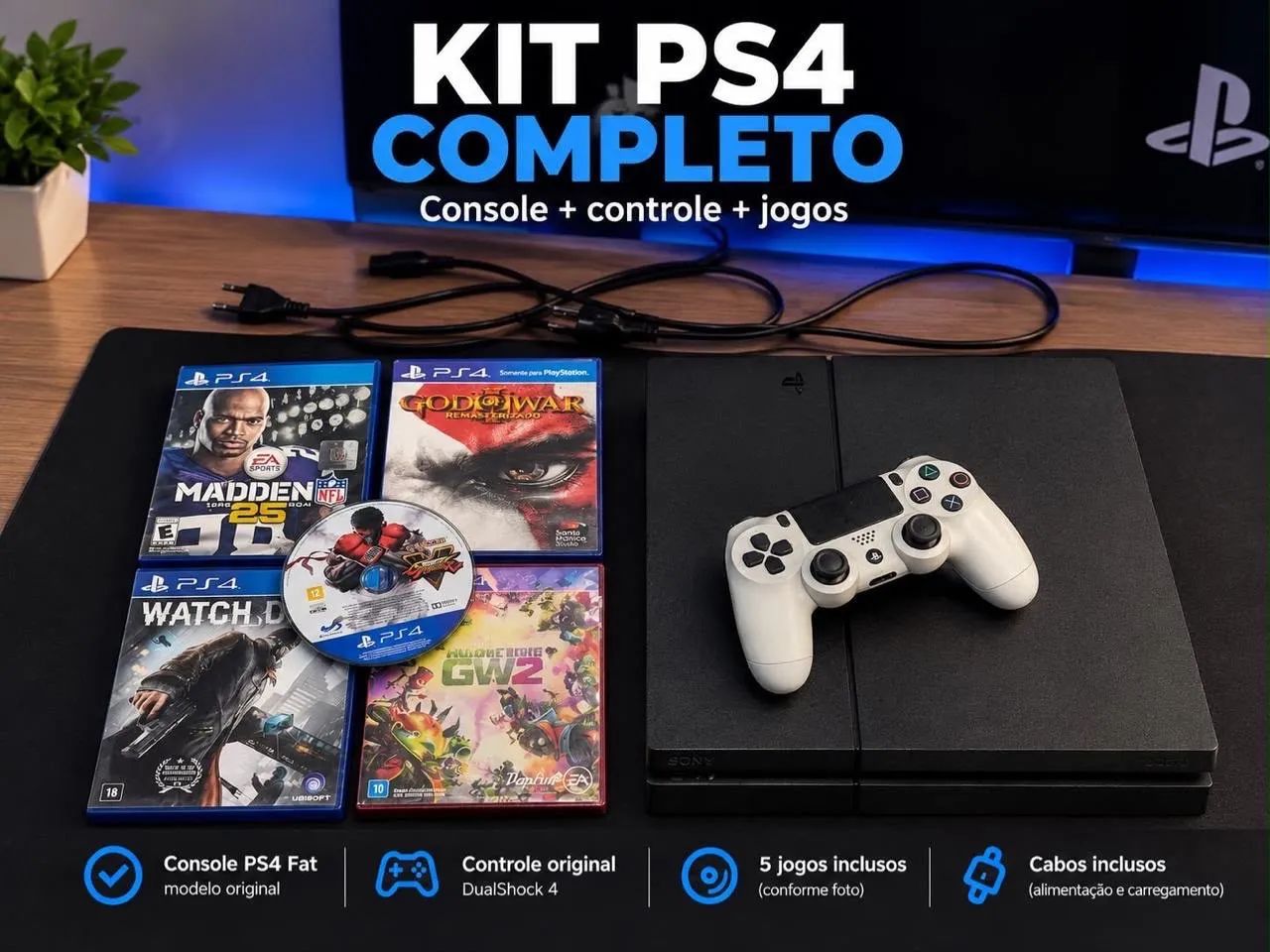 PS 4 de 1Tera com 5 jogos