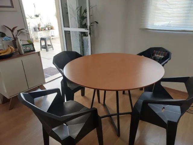 Mesa madeira e ferro - 110 cm, até 6 pessoas (sem cadeiras) - Foto 3