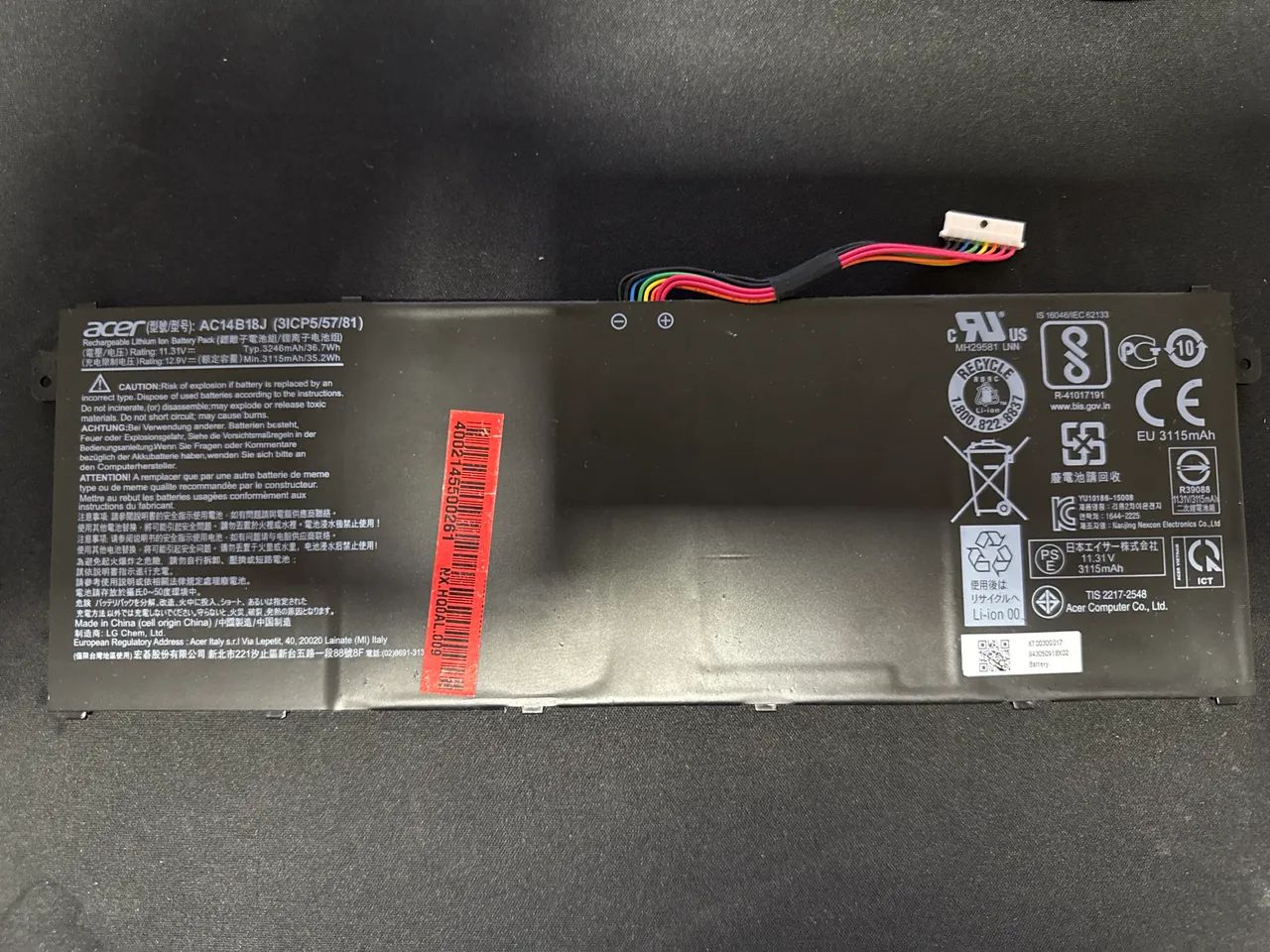 Bateria Acer ac14b18j 3icp5/57/81 usada