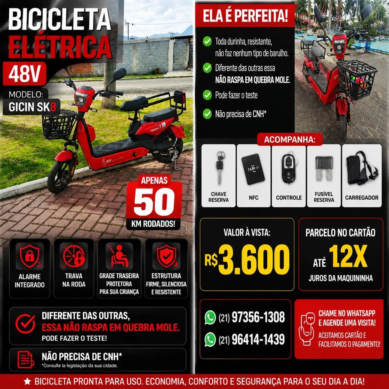 Bicicleta Elétrica 48v Scooter 
