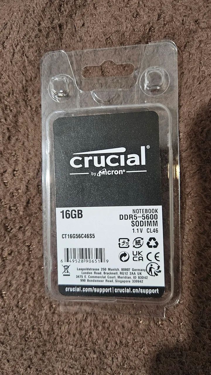 Memoria RAM 16GB notebook DDR5 5600Mhz