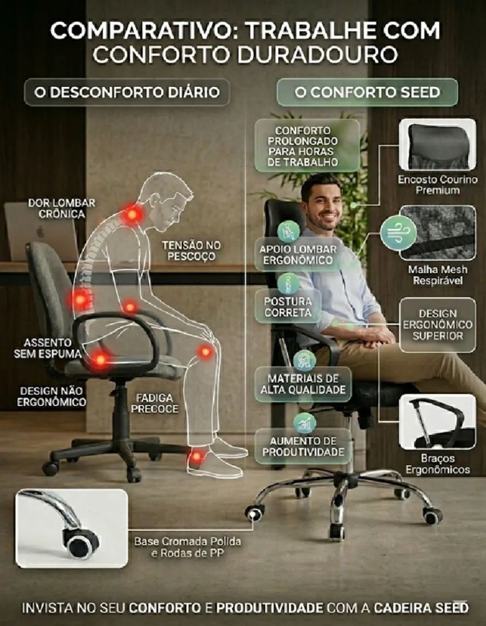 KIT 2 Cadeiras Stoel SEED Presidente - Foto 3