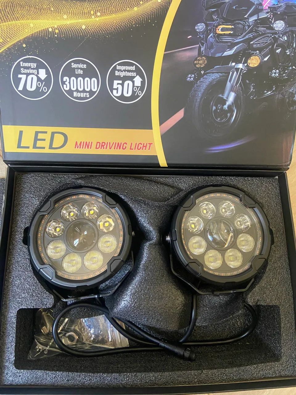Luzes Milha Moto 4,5 polegadas, Alto e Baixo com DRL Âmbar, Milha, Neblina Big Trail