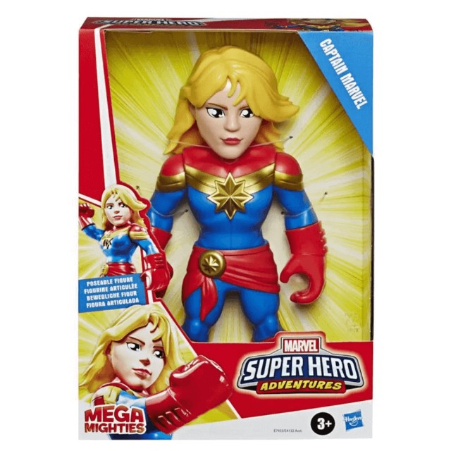 Boneco Capita Marvel Capitã Vingadores Avengers Hasbro Mega Mighties Original 25cm - Foto 5