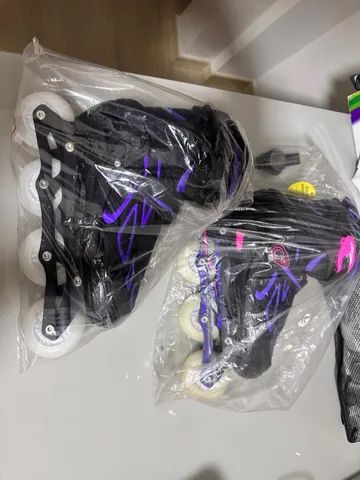 Patins Oxer Light Inline Abec7 Tamanho Ajustável Roda De Led - Foto 2