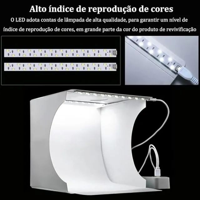 Estúdio Fotográfico Portátil, Tenda Fotográfica de Estúdio Fotográfico de 23cm x 23cm - Foto 4