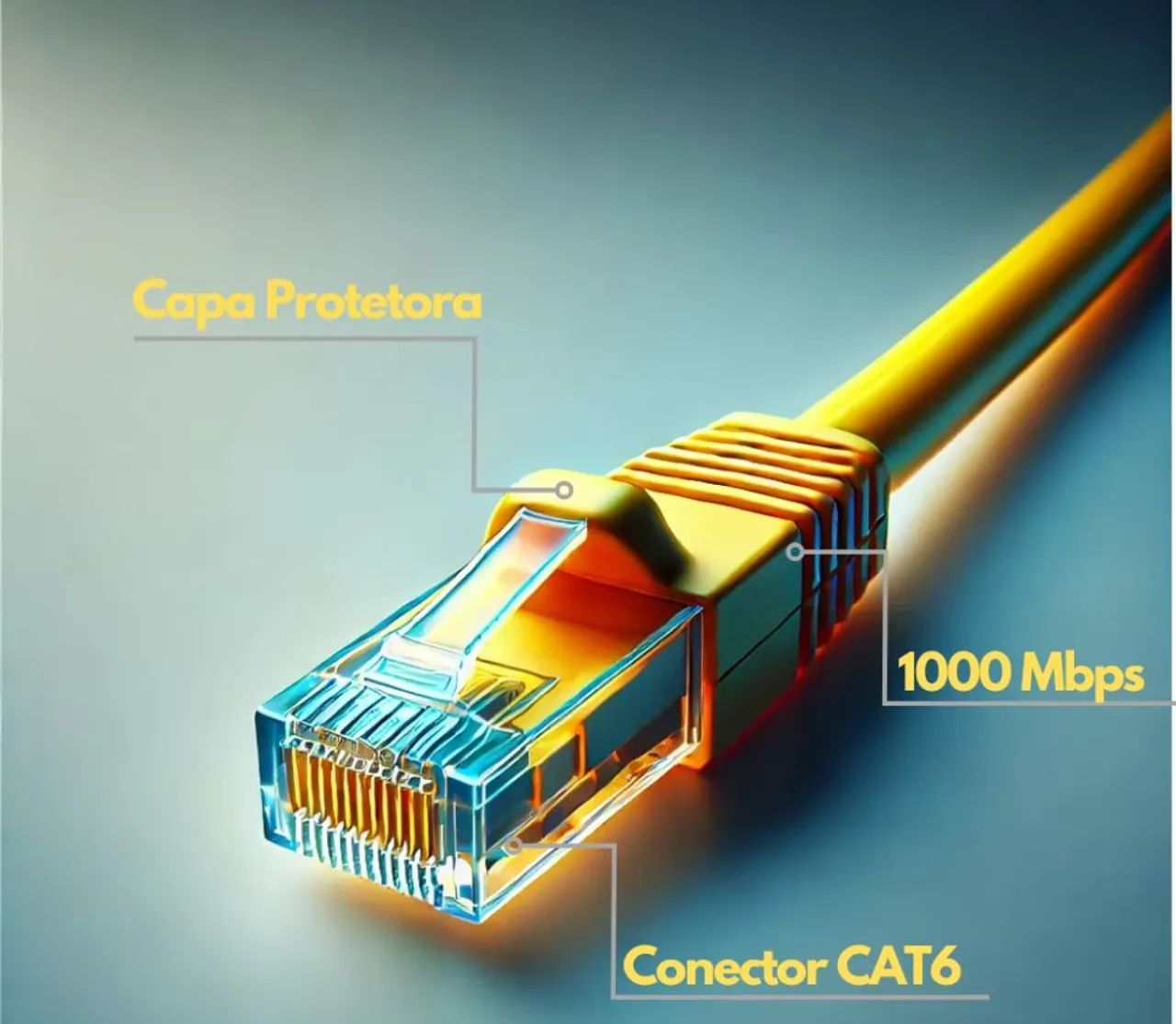Cabo de Rede internet CAT6 1000 Mbps 20 metros Rj45 montado amarelo