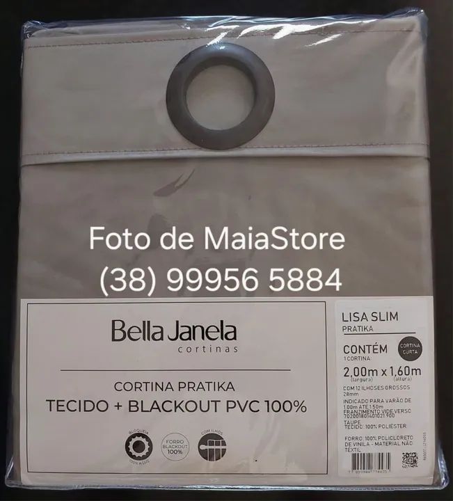 Cortina 2,00x1,60m Blackout Lisa Slim Prática  - Bella Janela - Foto 5