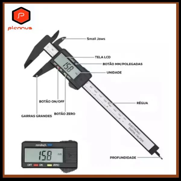 ** Paquímetro Digital Eletrônico 150mm com Visor LCD Fibra Carbono (z508) - Foto 5