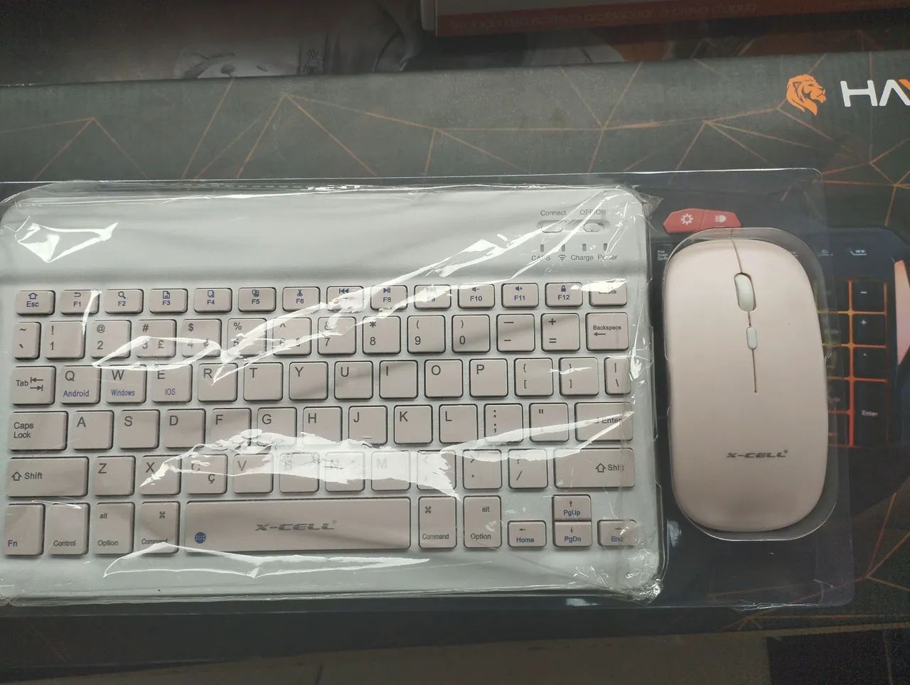 Mini teclado e mouse sem fio 