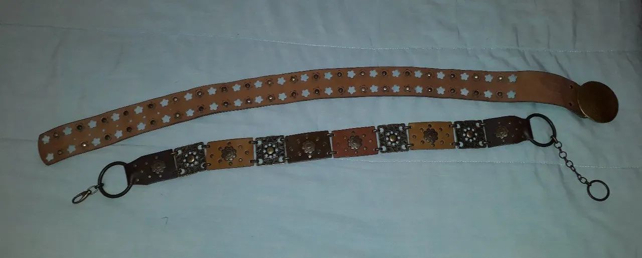 Cintos Vintage em couro e metal - Foto 4