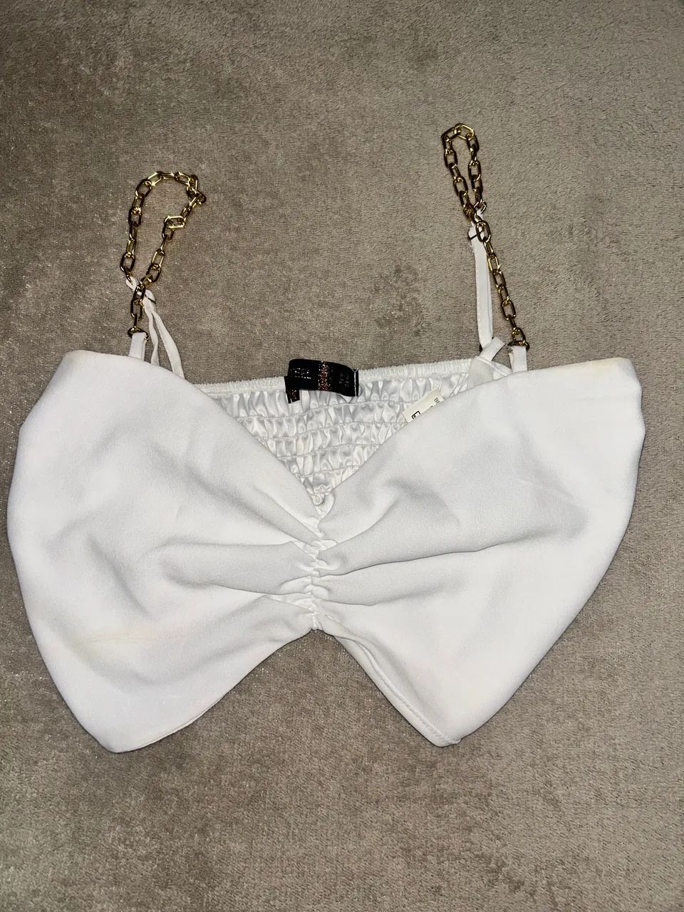 Cropped Renner estilo laço com alça dourada 