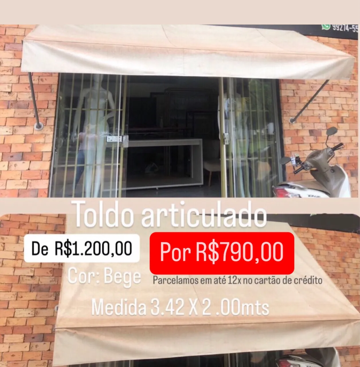 Toldo Articulado Bege - 3,42x2,00m