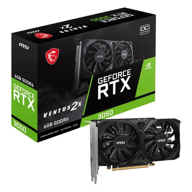 Placa de vídeo MSI GeForce RTX 3050 Ventus 2X, 6GB GDDR6, 96 bits, 912-V812-060