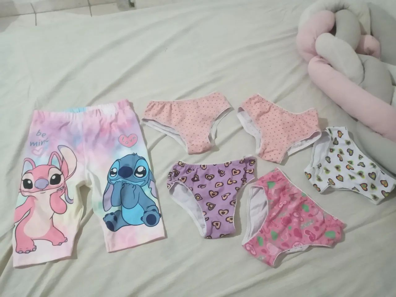 Kit shorts stitch&angel + calcinhas infantil  menina - Foto 2