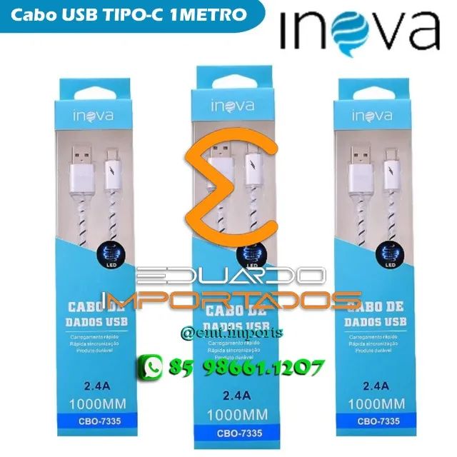 Cabo USB Tipo-C 2.4A 1M Com LED - Foto 4