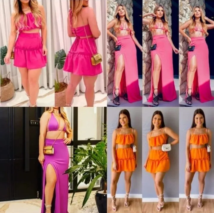 Conjuntos de verão: saias e tops coloridos