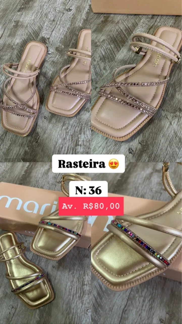 Rasteirinha Mari - Tamanho 36 - Dourada e Bege